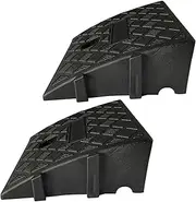 2PCS Rubber Kerb Ramp Portable Curb Ramps Heavy Duty Threshold Ramps for Doorways Wheelchairs Bicycles Dirtbikes Stairs Loading Dock Sidewalk Car Scooter, 25×27×13cm