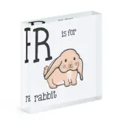 Letter R Is For Rabbit Acrylic Photo Block Frame Funny Alphabet Animal