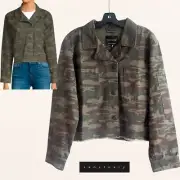 Sanctuary NEW CAMO Camouflage Patchwork Pockets Crop Jacket M
