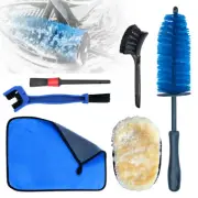 6 Pack Motorcycle Cleaning Brush Kit Easy Reach Brush Wool Wash Mitt Stiff Tire