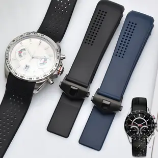 代用於 TAG HEUER CARRERA 手錶鏈 20 22MM 矽膠錶帶豪雅橡膠錶帶鏈手錶配件
