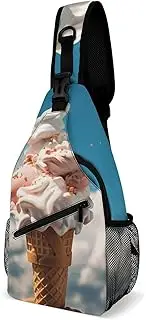 [RTSEBVN] Sling Backpack Fashion Chest Bag Creative Cloudy Ice Cream Printing Crossbody Backpacks for Men Women, style, 38x20cm, Full Printed Chest Bag