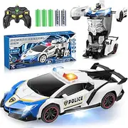 YOTOY Transformer Remote Controlled Police Car RC Transform Car Robot Toy Car for 3-8 Years Girls Boys Toy Birthday Children's Toy
