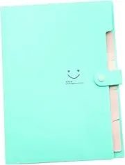 STOBOK 5 Pockets Plastic Expandable File Folders A4 Snap Closure Accordion Folder for Home Office School Document Organizer Set Blue Green