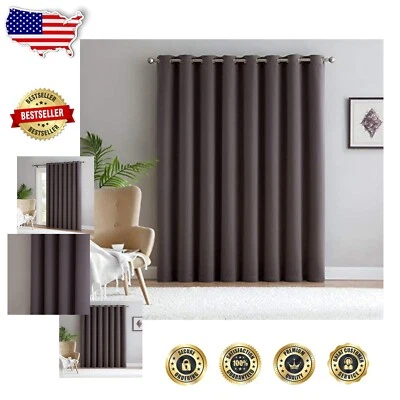 Charcoal Gray Blackout Patio Curtain - Extra Wide 102" x 84" for Sliding Doors