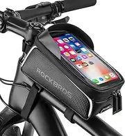 [ROCKBROS] Bike Phone Front Frame Bag Bicycle Bag Waterproof Bike Phone Mount Top Tube Bag Bike Phone Case Holder Accessories Cycling Pouch Compatible with iPhone 11 XS Max XR Below 6.5”