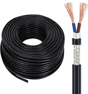 200FT 2-Core RVVP Pure Copper Shielded Cable – Multi-Strand Conductor PVC Insulation Pure Copper Mesh Shielding 0.3mm²/0.5mm²/0.75mm²/1.5mm² 30ft~200ft High-Efficiency Control Line(100ft,2C-1mm²)