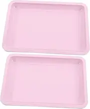 Healeved 2pcs Stainless Steel Trays Nail Art Tool Holder Jewelry Storage Makeup Organizer Metal Tray for Home Stylish Multipurpose Use Plate