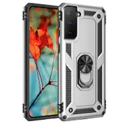 Shockproof Armor Magnetic Case for Samsung Galaxy S22 S21 S20 Plus Ultra S20FE Metal Ring Stand TPU Cover For Galaxy S20+ S10+ - Silver Samsung S22 Ultra