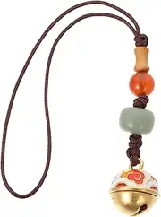 LABRIMP Bell Phone Lanyard Wrist Keychain Cell Phone Wrist Strap Ring Phone Charm Lucky Car Interior Ornament Cute Keychain Charms Keys Wristbands Brass Pendant Green-skinned Bodhi