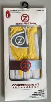 Zero Friction Ladies Left Golf Glove Yellow One Size Universal Fit Womens