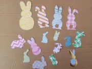 6 Assorted Easter Bunny Scrapbook Patterned Cardstock Die Cuts Springtime