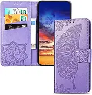 [KBIKO-zxl] QIWEIQIN Mobile Phone Case for Oppo Reno 8 5G, Embossed Flip Wallet Oppo Reno 8 5G Case Magnetic Protective Case Compatible with Oppo Reno 8 5G Light Purple SDH