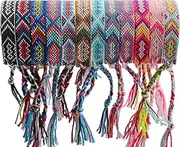 [Andblue] 12 Pcs Nepal Woven Friendship Bracelets Handmade Braided String Adjustable Bulk Bracelet for Women Kids Girls