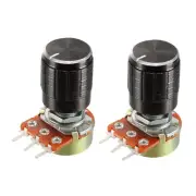 2Pcs Variable Resistors SingleTurn Rotary Carbon Film Taper Potentiometer w Knob