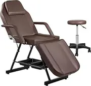 Versatile Multi-Functional Beauty Bed: MAX 185CM Portable 3 Folding Massage Table with Chair for Salon and Home Therapy Sessions (Brown)