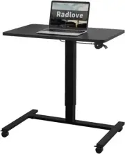 Mobile Standing Desk Height Adjustable Sit to Stand Table, 28 x 20'' Black