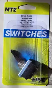 NTE Electronics 54-728 TOGGLE SWITCH DPDT 10A 125VAC BLACK LEVER