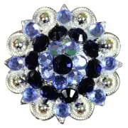 92HS 32 Monaq Blue Black Crystals Berry Concho Rhinestone Headstall Saddle
