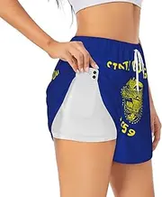 [HTTUP] Oregon State Flag Print Exercise Gym Workout Shorts Women's Athletic Shorts Dual-Layered Yoga Running Shorts