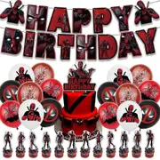 Deadpool Themed Birthday Party Supplies Banner Balloons Kit Cake Cupcake Toppers Decoration Set