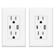 4.8A USB C Outlet with Power Delivery Duplex Receptacle in-Wall, 15Amp , 2pack