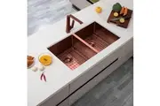 AGUZZO Stainless Steel Kitchen Sink - 770mm Double Bowl - Rose Gold - Top/Under Mount