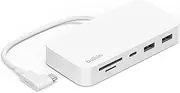 Belkin 6-in-1 USB Type C Hub, iMac 24 inch Rear Mounted Docking Station with SD & microSD Card Reader, Gigabit Ethernet, 2 A Ports, and Port for Fast Data Transfers Peripherals, White (INC011btWH)