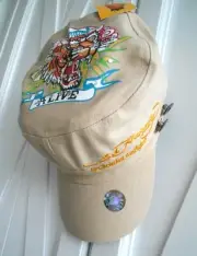 New Vtg Ed Hardy Christian Audigier Tiger Tattoo Military Cap Hat OSFM