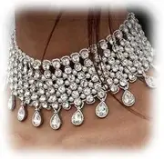 [YERTTER] Vintage Boho Full Rhinestones Necklaces Tassel Jewelry Set Layered Pendant Statement Chunky Chain Necklace for Women and Girls