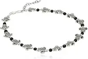 [Samyuktha] Anklets for Women - Ethnic Silver Finish Anklets Handmade by Indian Artisan | Charm Anklet with Adjustable Length - Single Piece, Adjustable, Metal, no gemstone