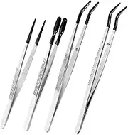 NOLITOY 4pcs Stainless Steel Tweezers Set with Slip Silicone Coated Tips for Precision Handling of Stamps Coins Eyelash Extensions Crafting Versatile Tool for Home Office Laboratory