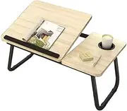 Provecta Laptop Bed Table,Adjustable Laptops Stand,Portable Lap Tray Table with Cup Holder,White