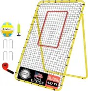 5-Angle Adjustable Volleyball Rebounder Net 7X4 Ft, Durable & Portable Bounce Ba