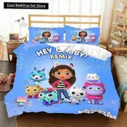 v1366 Bed Sheets Gabbys D-Dollhouse Bedding Set Duvet Cover Comforter Bed Single Twin Full Queen Youth Kids Girl Boys Gift King Size Bedding Set 3-Pie