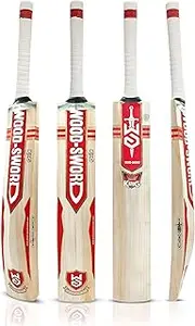 WOOD-SWORD | King 1.0 | Kashmir Willow - Grade 1 | Cricket Bat | Red Gold