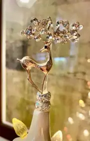 Ceramic Christmas Tree Topper Custom Reindeer With Crystals Rose Gold