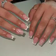 Virellay 24 pieces French false nails for sticking on - artificial nails (French bow, medium)