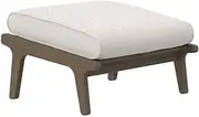 Modway Saratoga Teak Outdoor Patio Ottoman in Weathered Gray White – Outdoor Footrest with Weather-Resistant Cushion – Wooden Patio Ottoman