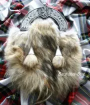 KILT SPORRAN COYOTE FUR CELTIC RAMPANT LION PEWTER CANTEL MADE IN SCOTLAND MENS