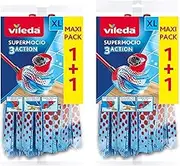 4 x Vileda Supermocio 3 Action Microfibre Mop Head Replacement Refill Blue