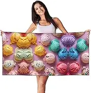 HTTUP Many Colored ice Cream Print Quick Dry Beach Towel Lightweight Oversized for Adults for Travel and Pool Towels