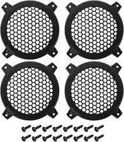 uxcell 4 Pcs 4inch Black Speaker Grill Mesh Plastic Woofer Guard Protector Dust Cover Black Decorative Circle Plastic Frame with Screws for Home Audio Car Speaker Replacement