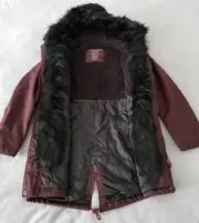American Eagle AE Woman's Long Lined Faux Fur Sherpa Hood Parka Jacket Coat NWT