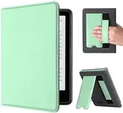 Case for Kindle Paperwhite 12th Generation and Kindle Colorsoft Signature Edition 7 Inch 2024 Release, Premium PU Leather Foldable Stand Protective Cover with Card Slot and Hand Strap (Agave Green)