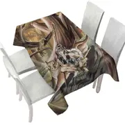 Paths of Autumn Woman Warrior and Puma Tablecloth