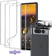 [3+2] Google Pixel 7 Pro Screen Protector 3pcs TPU Film&2pcs Camera Lens Protector Tempered Glass,[Fingerprint Compatible] HD-Clear Ultra-Thin [Not Glass] Screen Protector for Pixel 7 Pro 6.7 Inch
