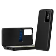 Smart View Window Leather Phone Case with Card Slot Black For Samsung Galaxy S25 5G