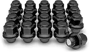 White Knight 5307BK-20AM M12x1.50 Factory Style Solid Piece Black Chrome Med Mag W/Washer Lug Nuts for Select Toyota, Lexus, Kia and Genesis, 20 Pack