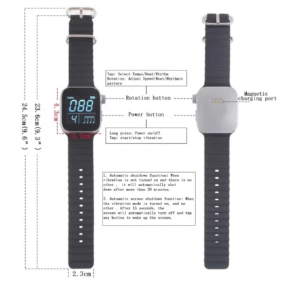 Quiet Vibrating Trainer Watch Adjustable Metronome Wristwatch
